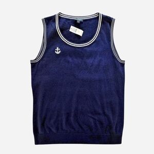 NWT Embroidered Anchor Charming Shell Cotton Knit Tank Top Fisherman Nautical M